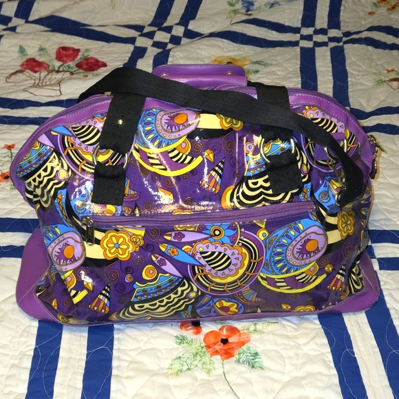 DOUBLE DUTCH CLUB Carry-on Duffel Weekender Bag Purple Paisley Vintage Inspired - Picture 3 of 9